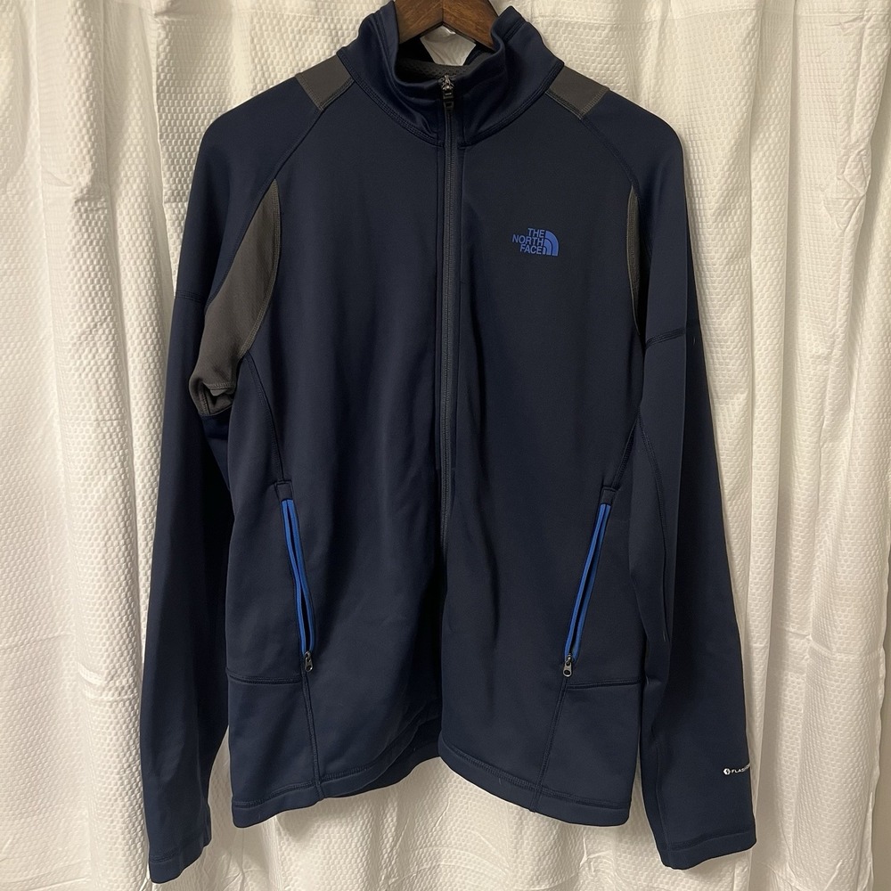 The North Face Fleece Jacket Men‎ Large Navy Blue Full Zip Softshell Athleisue